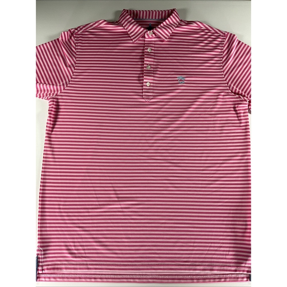 Johnnie-O Embroidered Primrose Striped Short Sleeve Polo/Golf Shirt Size XL